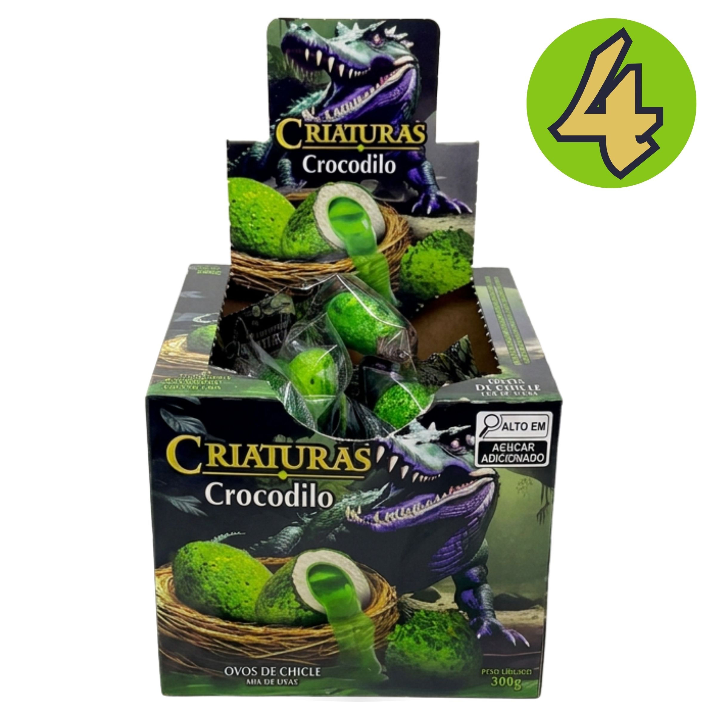 Kit 4x Chiclete Criaturas Crocodilo Sukest C/300G