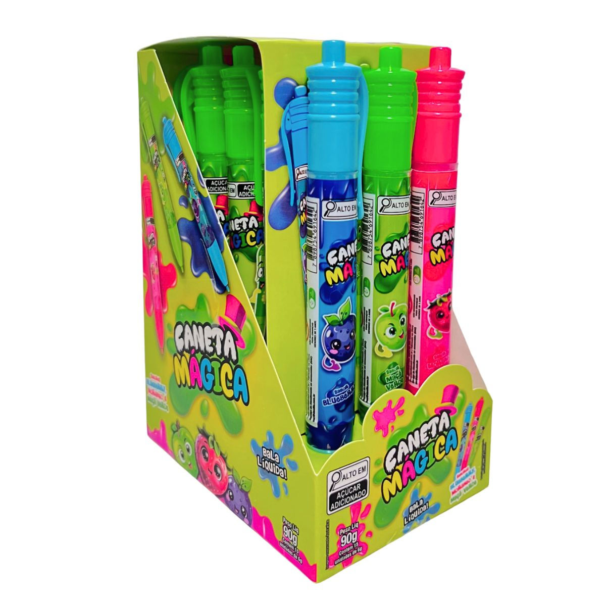 Kit 4x ToyCandy Caneta Magica Bala Gel Slime Danilla C/15