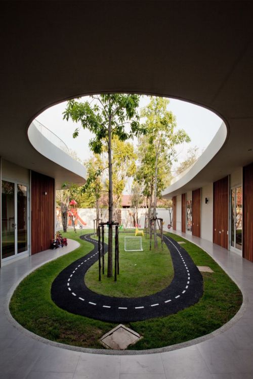 Indoor Garden Design in Luxurious International Kindergarten Plan
