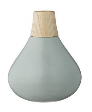 RD Diseño jarron-ceramico-aguamarina-con-cuello-de-madera-de-bloomingville