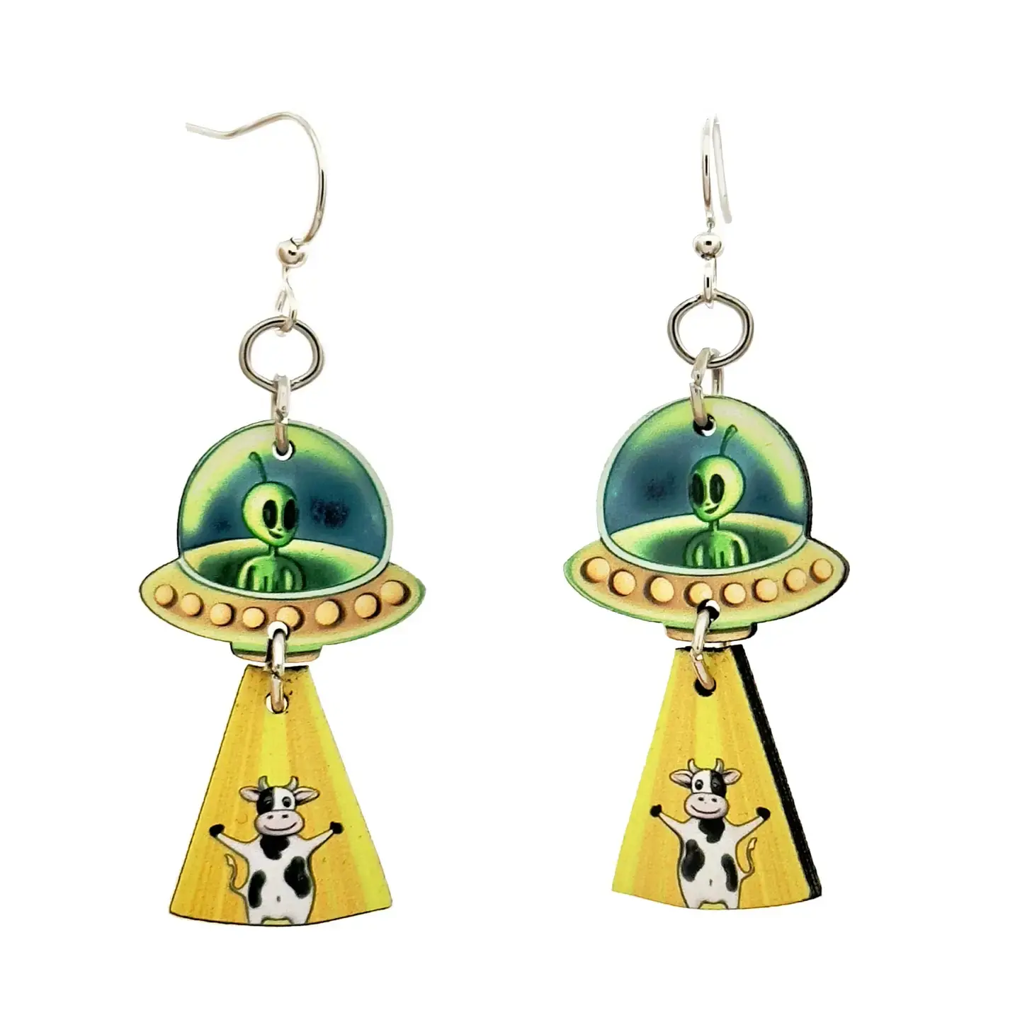 Wooden Alien Beam Earrings