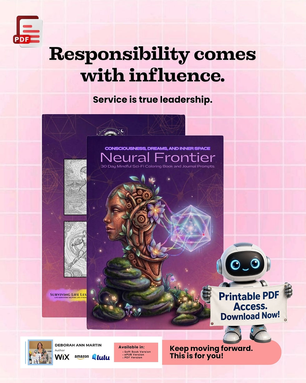 Neural Frontier PDF sci-fi coloring journal with AI-inspired artwork and printable pages.