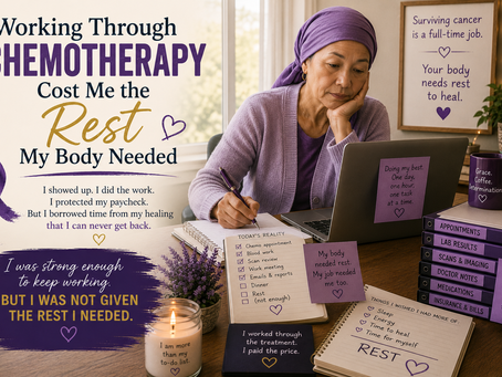 Cancer patient working evenings and weekends to make up hours missed for doxorubicin chemotherapy and medical appointments.