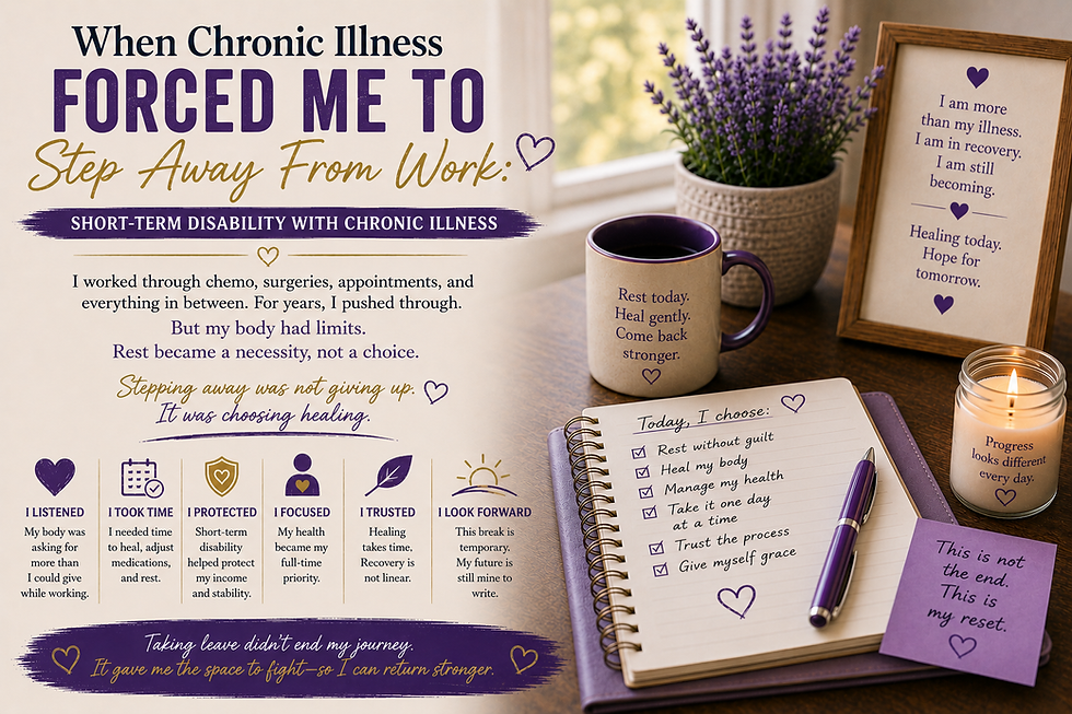 List of challenges and adjustments faced during short‑term disability caused by chronic illness.