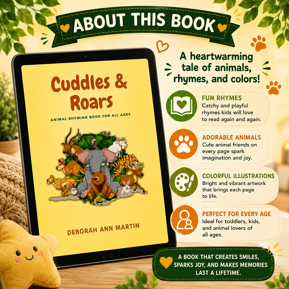 Thumbnail: Cuddles & Roars English ebook featuring adorable animal characters, playful rhymes, and colorful illustrations for young read