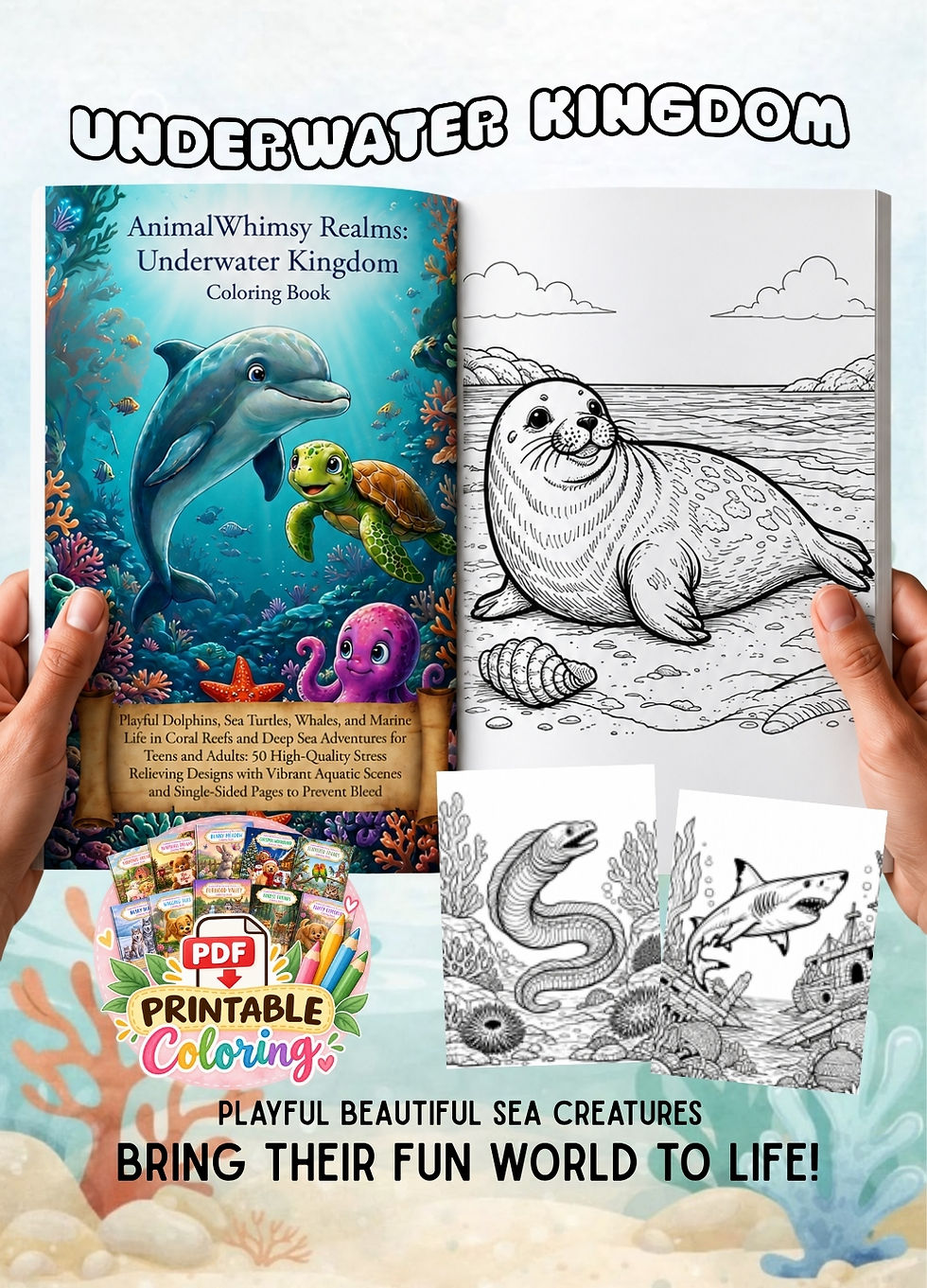 Step into the world of Underwater Kingdom — one calming page at a time.