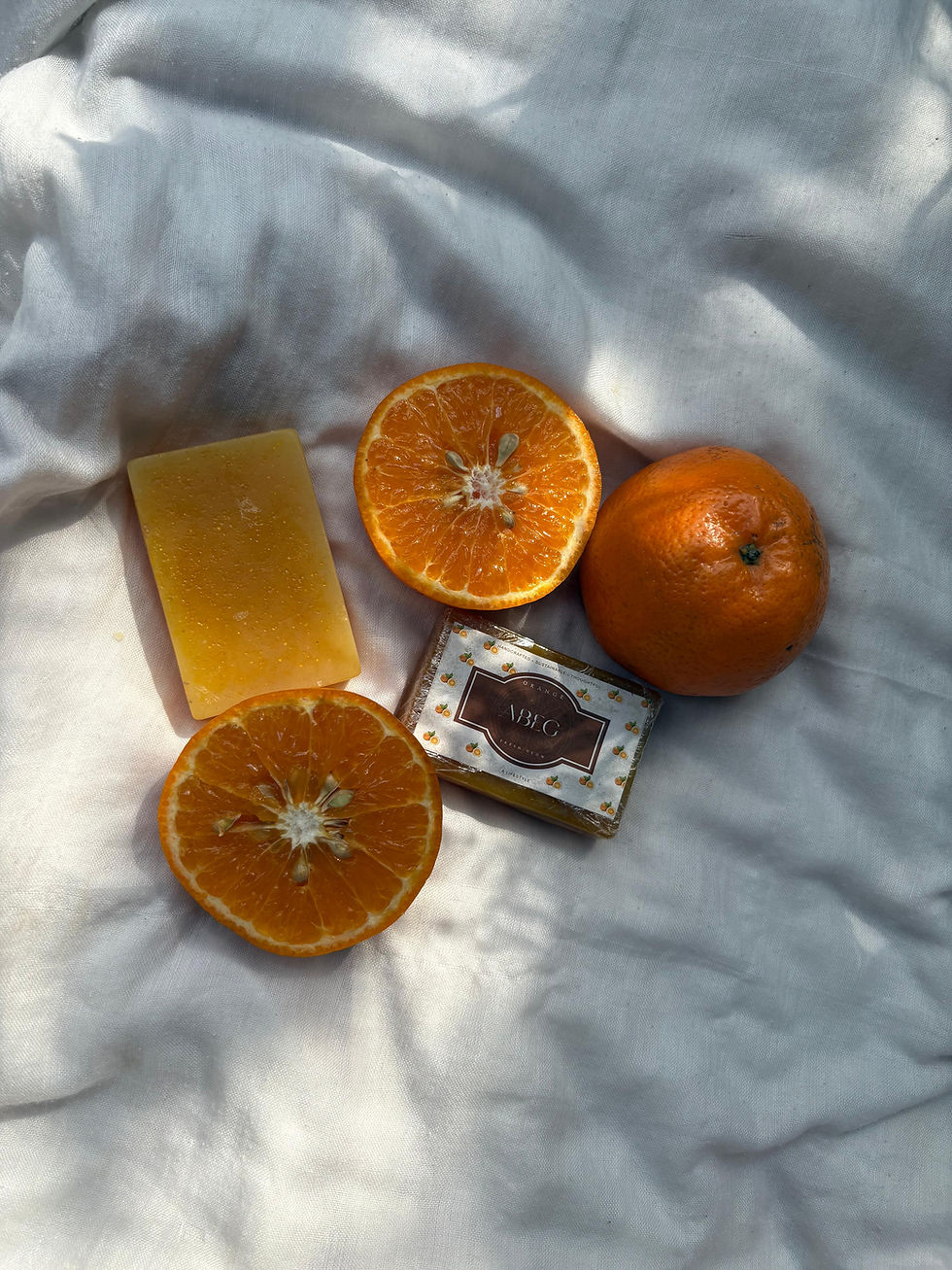 Thumbnail: Sun Kissed orange handmade soap bar with citrus peel, natural organic skincare product