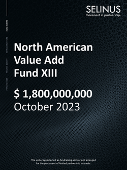 Fund mandate card – North American Value Add Fund XIII – $1,800,000,000 – October 2023