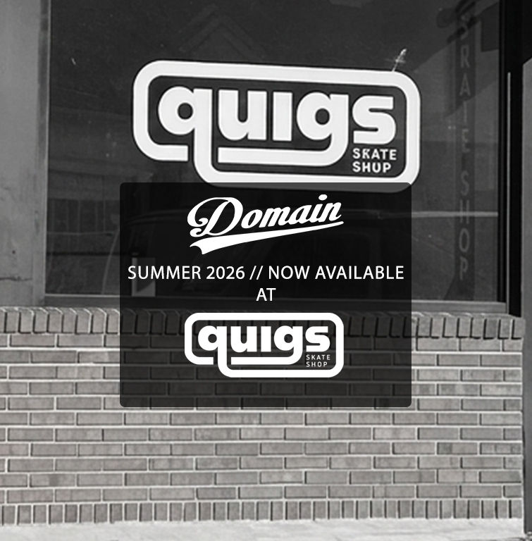 Domain Apparel now available at Quigs Skateshop 