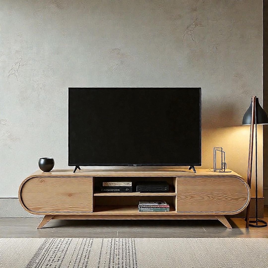 Coastal TV unit — Material: Massive pine wood +Natural Blockboard — Veneer: Natural OakHinges: SAMET — 2