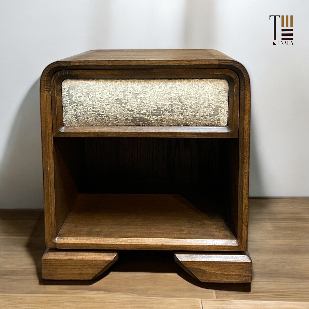 كومود — ART Deco bedside table — الخامة: خشب كونتر طبيعي + خشب زان مصمت — القشرة: زان طبيعي