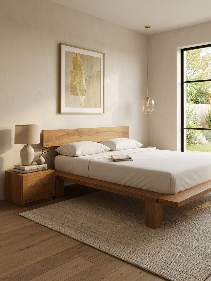 I-shi Bed — Bed platform: Massive Beech wood — Headboard: Massive Beech — 2
