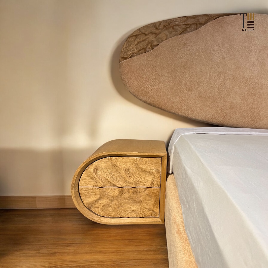 Blassimo 02 — Beds — Bed platform: Massive Pine wood 5cm thickness — Headboard: Natural blockboard + Massive Beech "Hand carved Oyma"