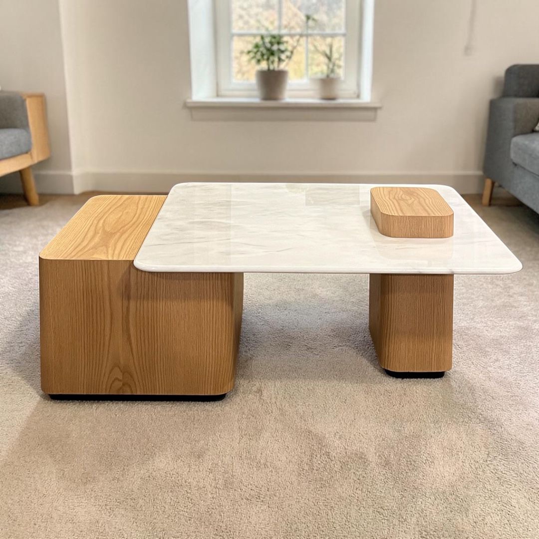 طاولة قهوة — Italian Carrara coffee table — القشرة: قشرة أرو طبيعية — 3