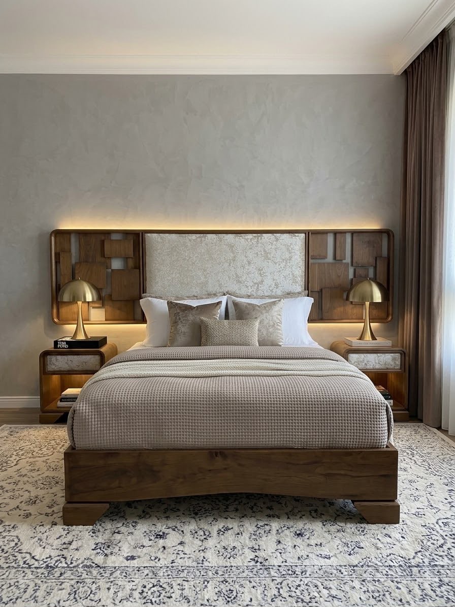 سرير — ART Deco Bed — خامة قاعدة السرير: خشب زان مصمت — خامة ظهر السرير: زان مصمت — 2