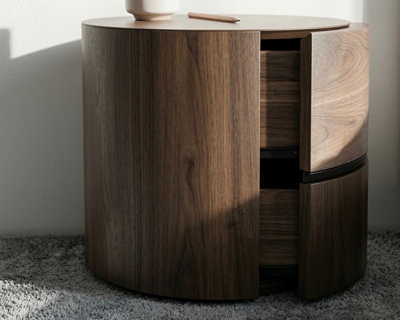 Bon Bon — Bedside tables — Material: Compressed beech wood — Veneer: American Walnut — 2
