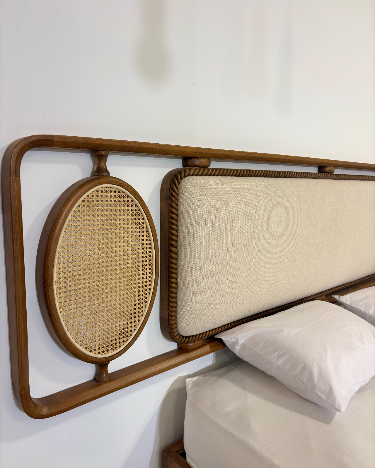 Kamar Bed "Original" — Bed platform: Massive Beech wood — Headboard: Massive Beech "Hand carved Oyma" — 4