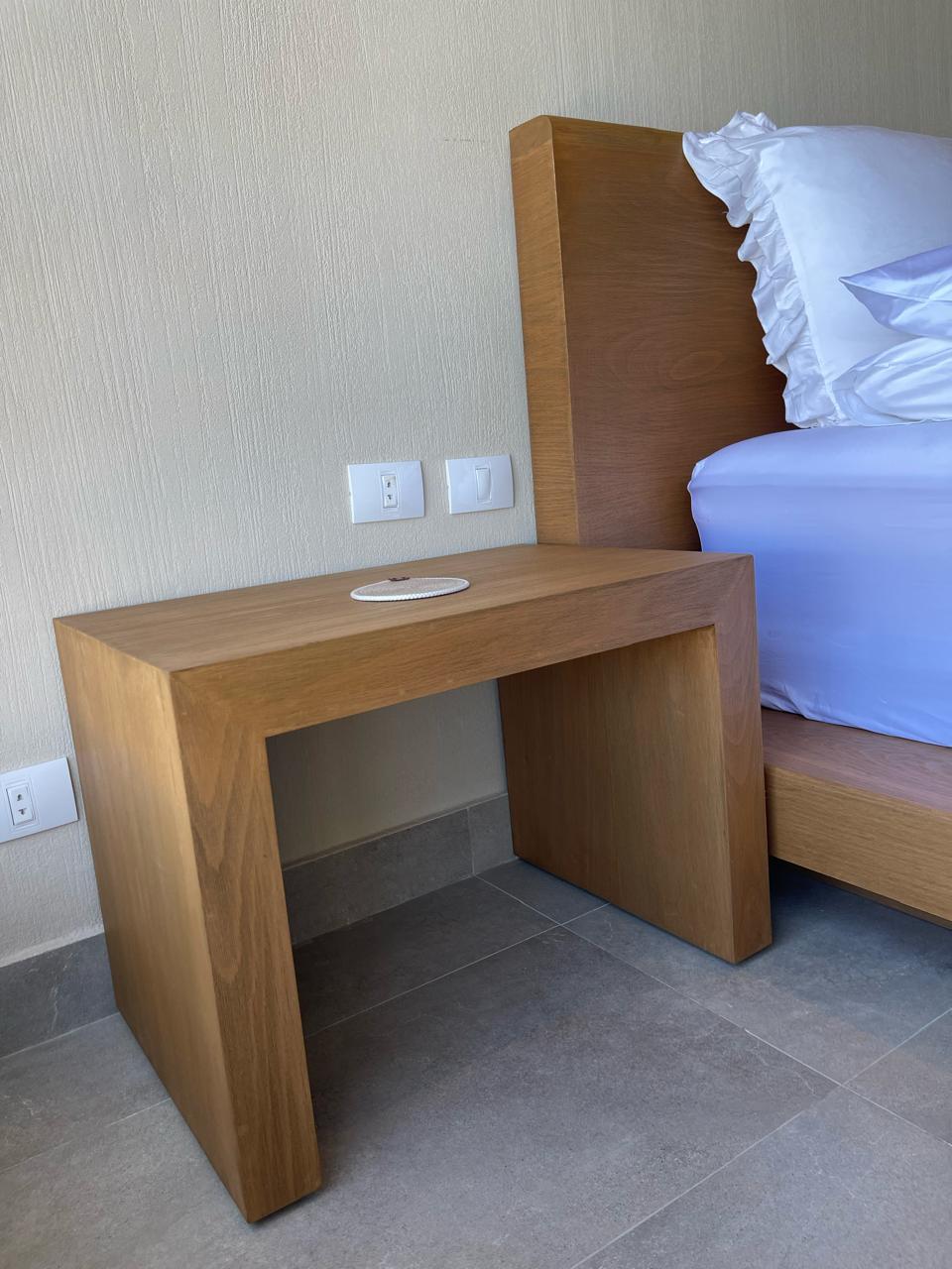 Japandi Bedside table — Material: Natural Blockboard + Massive Beech wood — Veneer: Natural Beech — 3