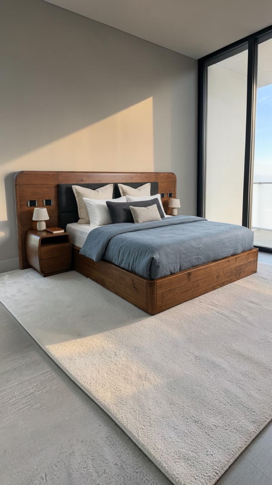 Budapest Bed — Bed platform: Massive Beech wood — Headboard: Natural blockboard + Massive Beech