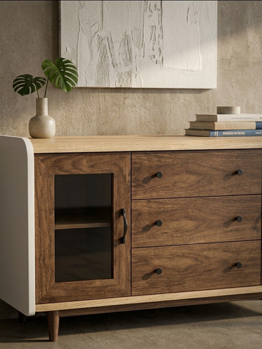 Tuxedo — Dining sideboards — Material: Massive Beech wood + Natural Blockboard — Veneer: Natural Walnut — 4