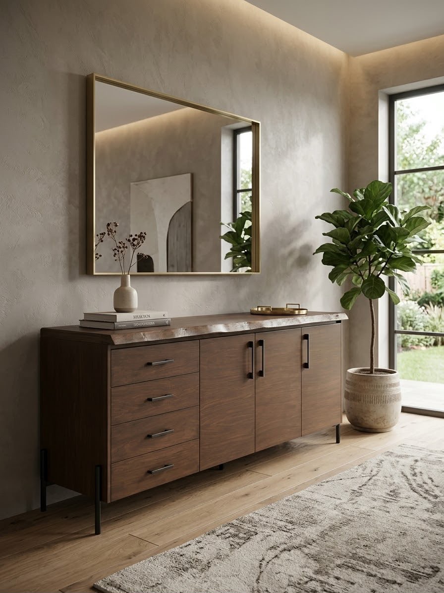 بوفيه سفرة — Riverwood sideboard — الخامة: خشب زان مصمت (حواف خشبية طبيعية) +خشب كونتر طبيعي — القشرة: زان طبيعي