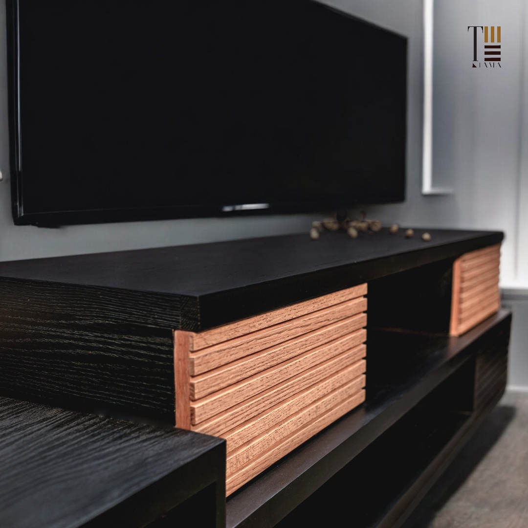 Black Rock — TV units — Material: Massive Oak wood +Natural Blockboard — Veneer: Natural Oak Lacuired