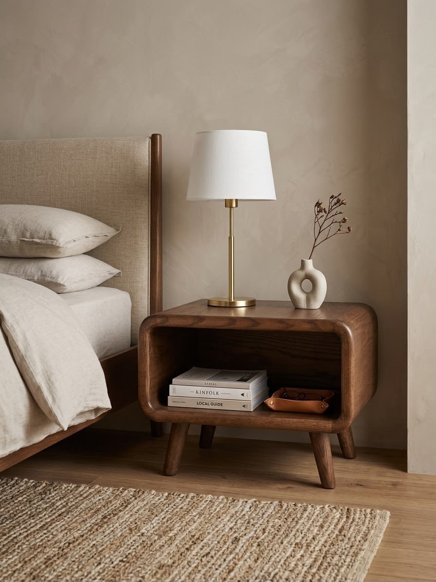 كومود — Solace bedside table — الخامة: خشب كونتر طبيعي + خشب زان مصمت — القشرة: زان طبيعي