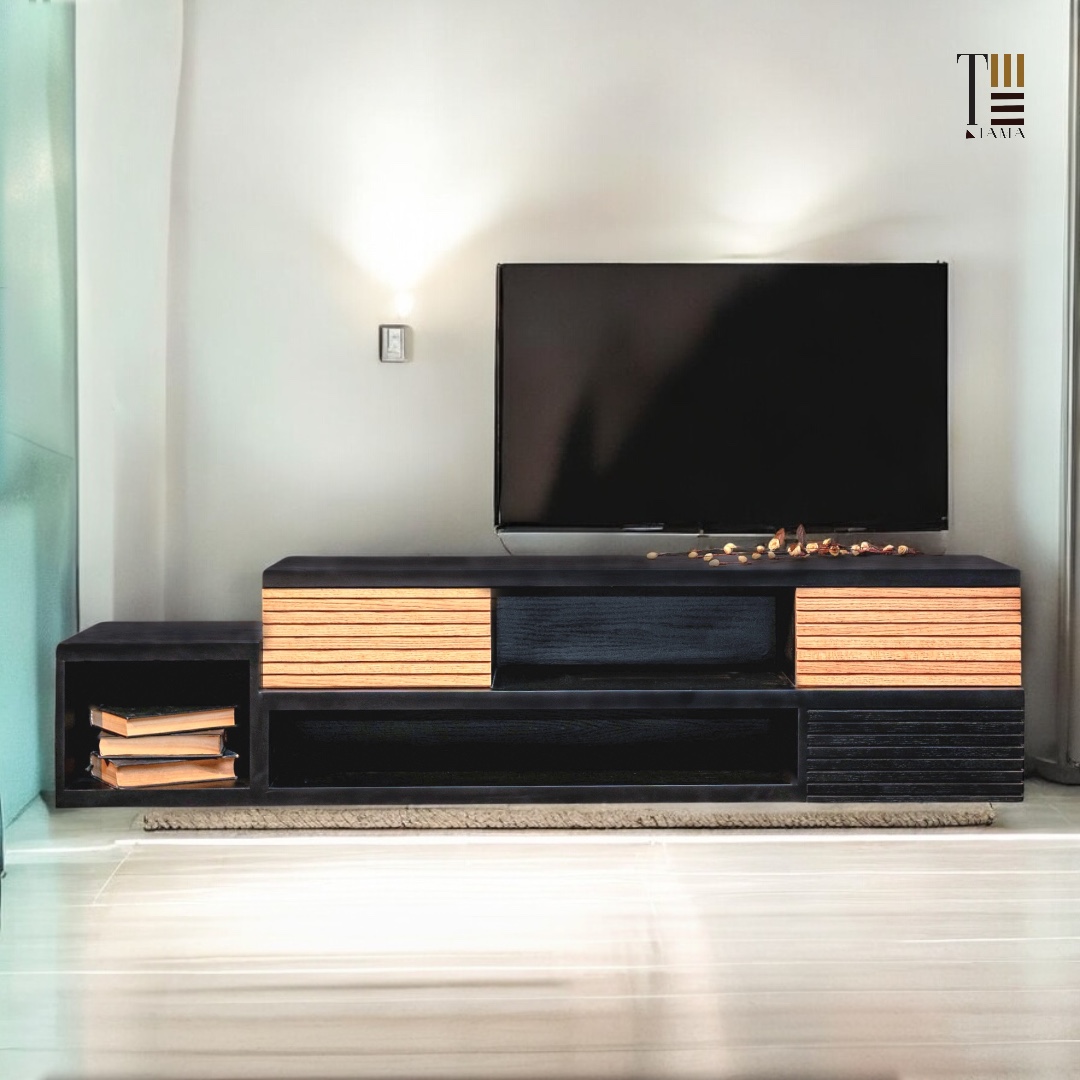 Black Rock — TV units — Material: Massive Oak wood +Natural Blockboard — Veneer: Natural Oak Lacuired — 2