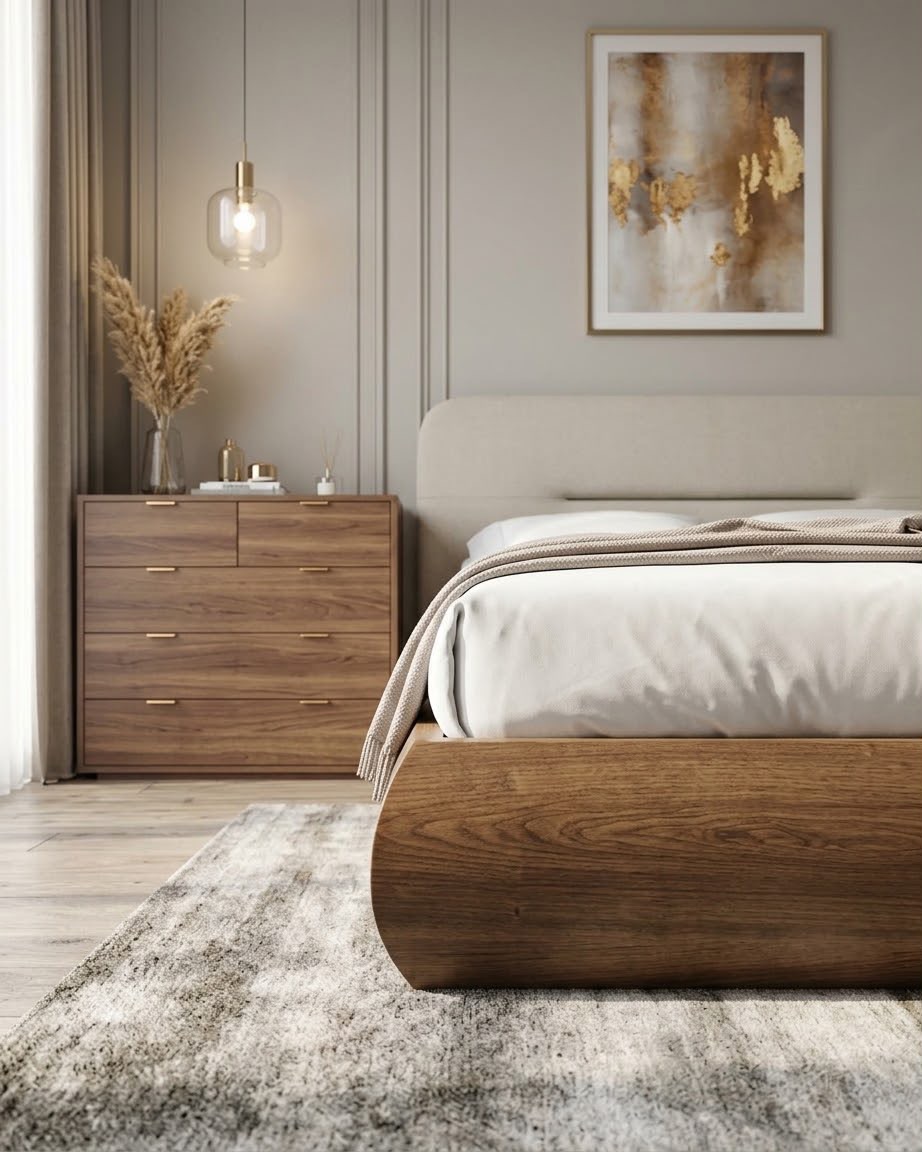 سرير — Serene bed — خامة قاعدة السرير: Massive compressed Pine natural Oak veneer — خامة ظهر السرير: خشب كونتر طبيعي + زان مصمت — 2