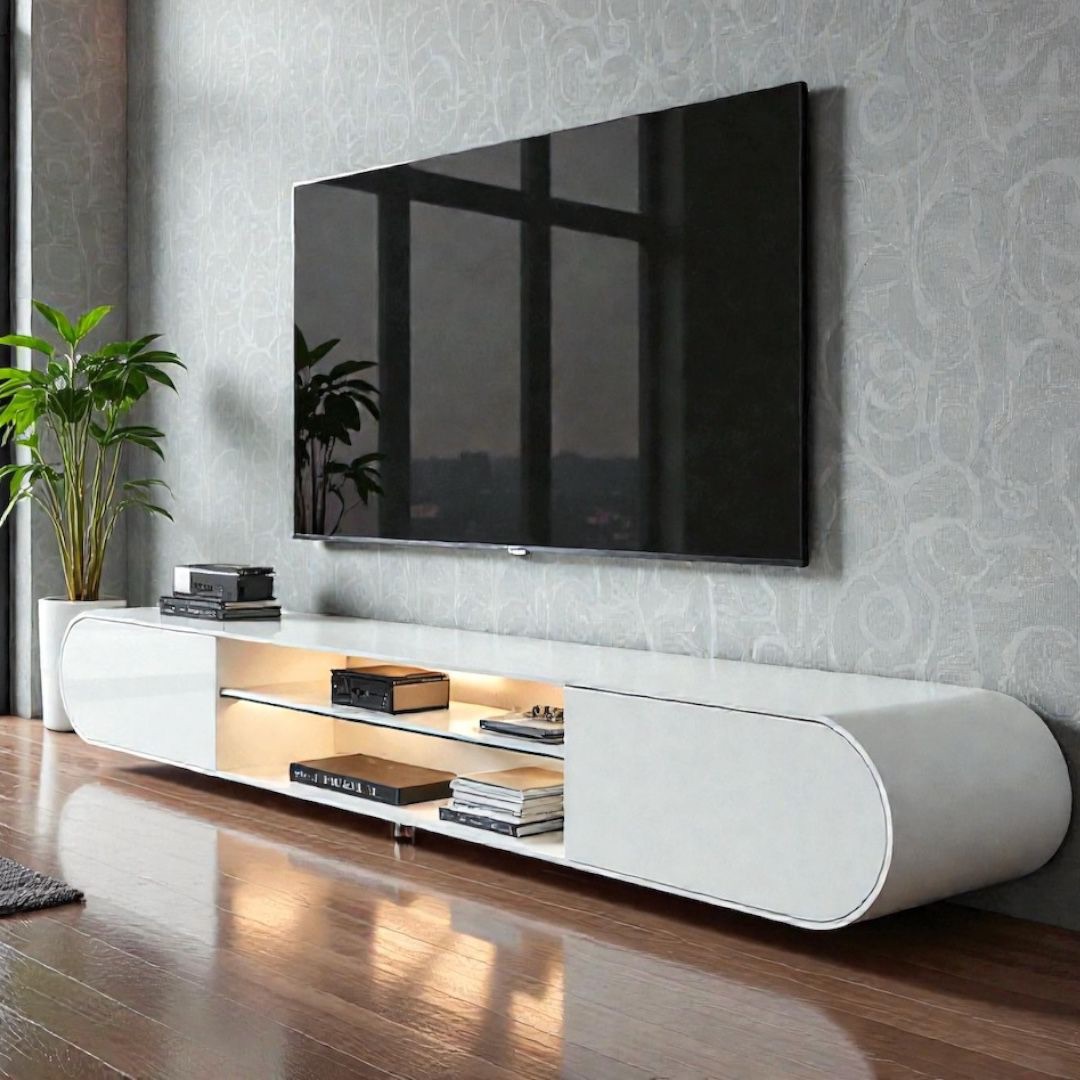 Alina — TV units — Material: Compressed Pine wood +Natural Blockboard — Veneer: Laquired wood