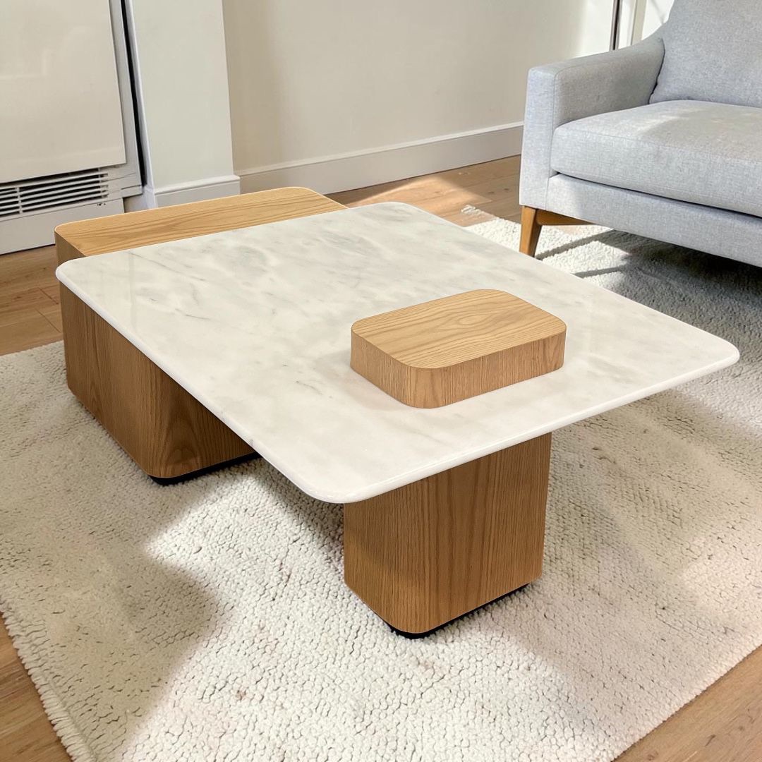 طاولة قهوة — Italian Carrara coffee table — القشرة: قشرة أرو طبيعية — 2