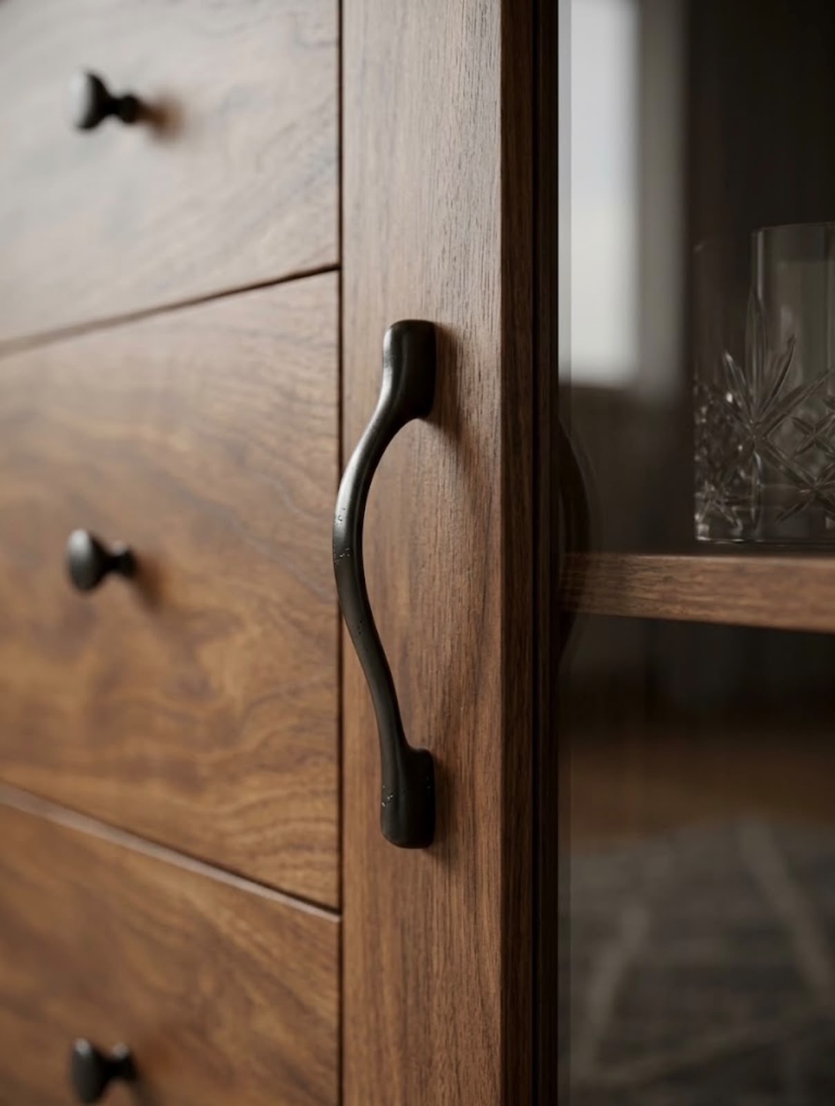 بوفيه سفرة — Tuxedo sideboard — الخامة: خشب زان مصمت + خشب كونتر طبيعي — القشرة: جوز طبيعي — 2