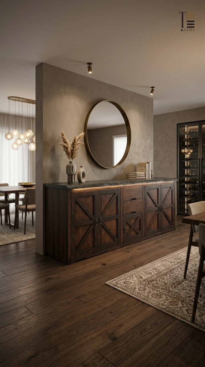 بوفيه سفرة — Vintage farm sideboard 240cm — الخامة: زان مصمت liveedge +خشب كونتر طبيعي — القشرة: زان طبيعي