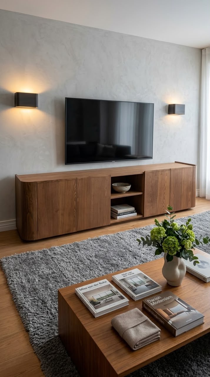 Aurora — TV units — Material: Massive Beech wood +Natural Blockboard — Veneer: Natural Beech