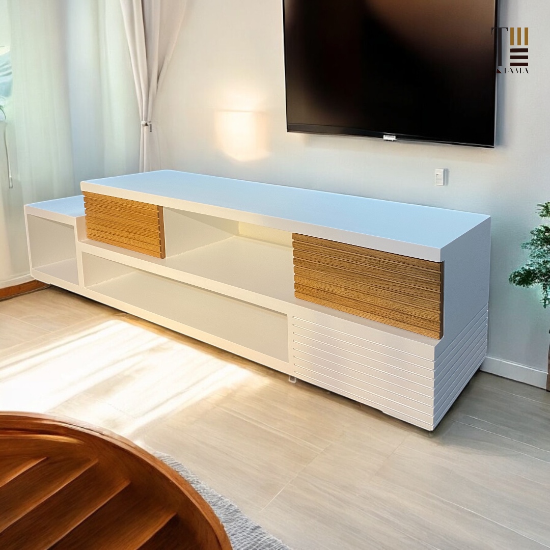 White Rock — TV units — Material: Massive Oak wood +Natural Blockboard — Veneer: Natural Oak Lacuired — 2