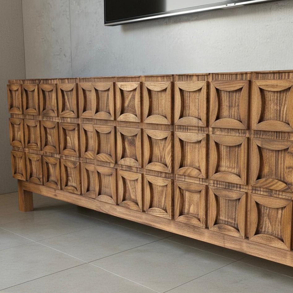 Credenza TV unit — Material: Massive Beech wood +Natural Blockboard — Veneer: Natural Beech — 3