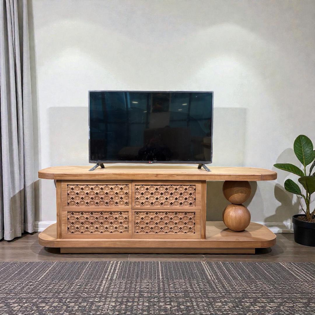Japandi TV unit (original) — Material: Massive Beech wood — Veneer: Natural Beech