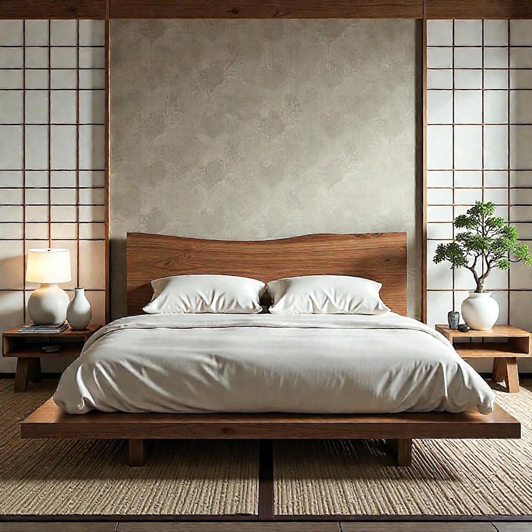 Oakland bed — Bed platform: Massive Oak — Headboard: Massive Live edge Oak