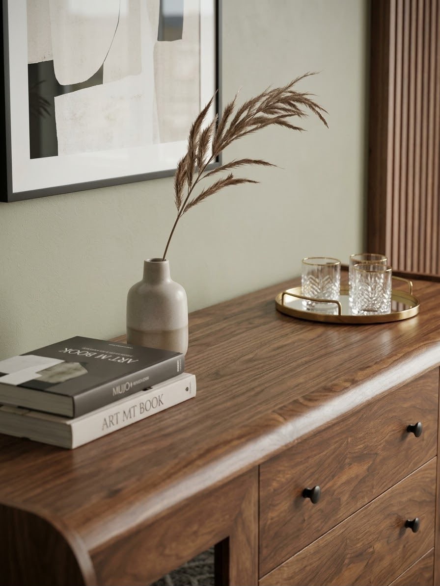 بوفيه سفرة — Tuxedo sideboard — الخامة: خشب زان مصمت + خشب كونتر طبيعي — القشرة: جوز طبيعي — 4