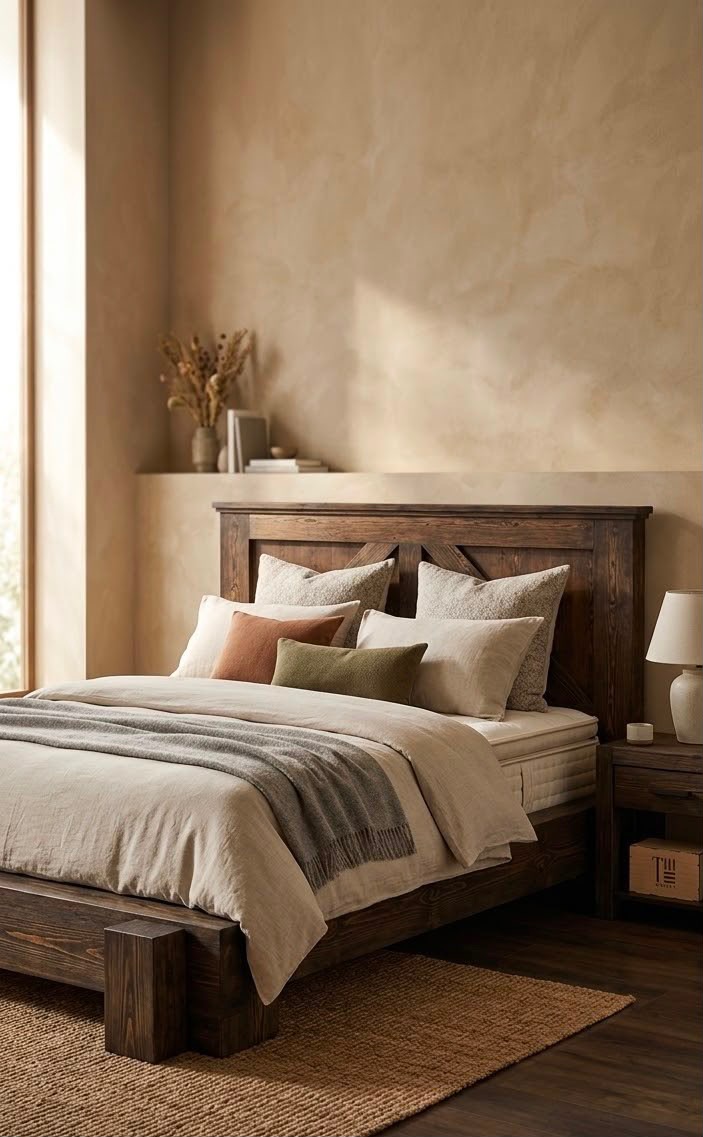 Bramble — Beds — Bed platform: Massive Pine "Rustic" — Headboard: Natural Pine wood