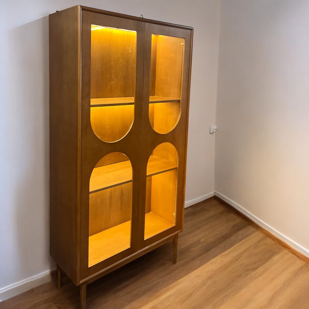 بوفيه سفرة — Tuliban Cabinet — الخامة: خشب زان مصمت +خشب كونتر طبيعي + LED warm light + 0.6cm زجاج — القشرة: زان طبيعي — 2