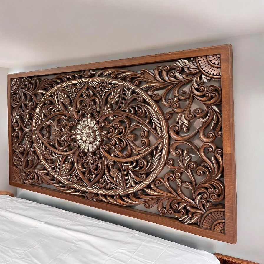 سرير — Royal salutes bed — خامة قاعدة السرير: خشب زان مصمت — خامة ظهر السرير: خشب كونتر طبيعي + زان مصمت "نحت يدوي Oyma" No CNC used — 4