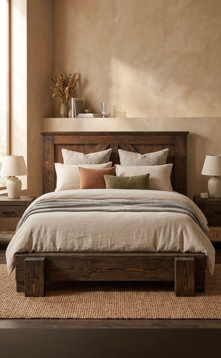Bramble — Beds — Bed platform: Massive Pine "Rustic" — Headboard: Natural Pine wood — 3