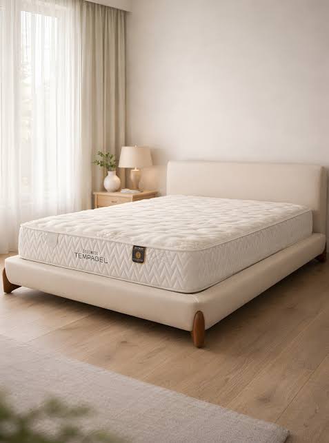 Nordic Bed — Bed platform: Massive Pine wood 5cm thickness — Headboard: Natural blockboard + Massive Beech