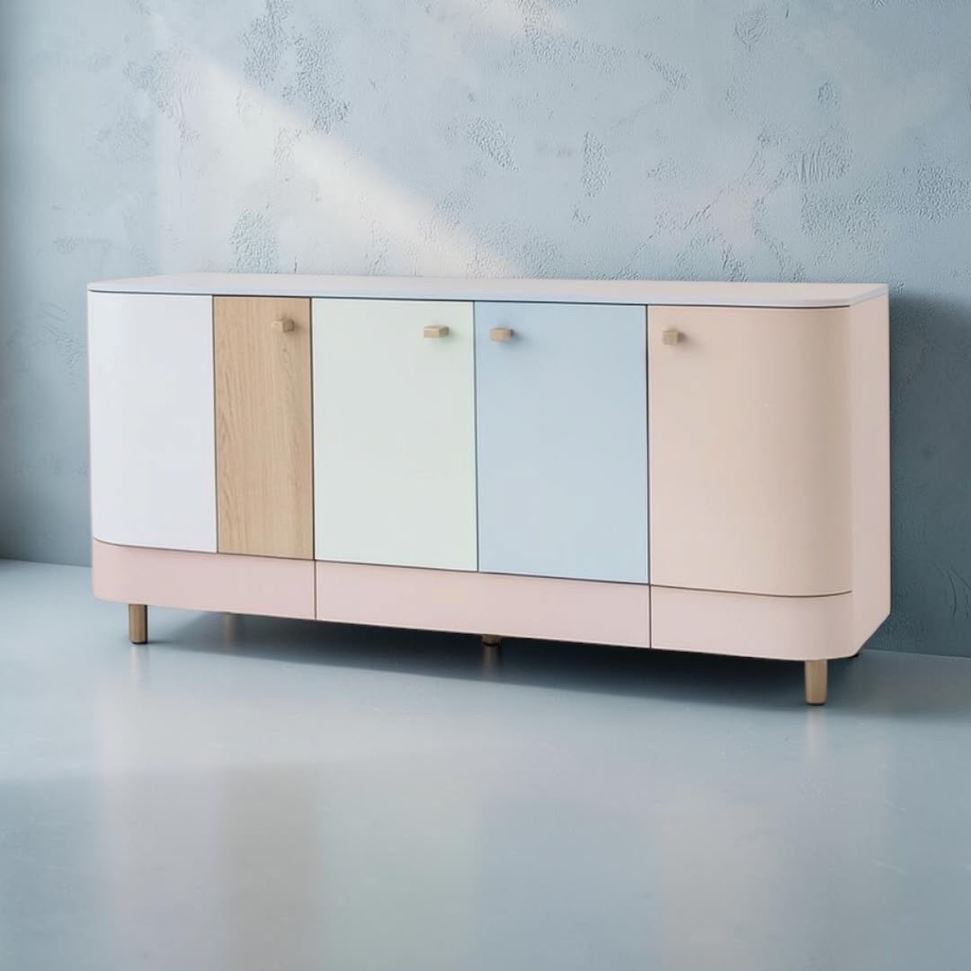 بوفيه سفرة — Candy sideboard — الخامة: خشب زان مصمت +HPL pastel colors — القشرة: HPL — 1