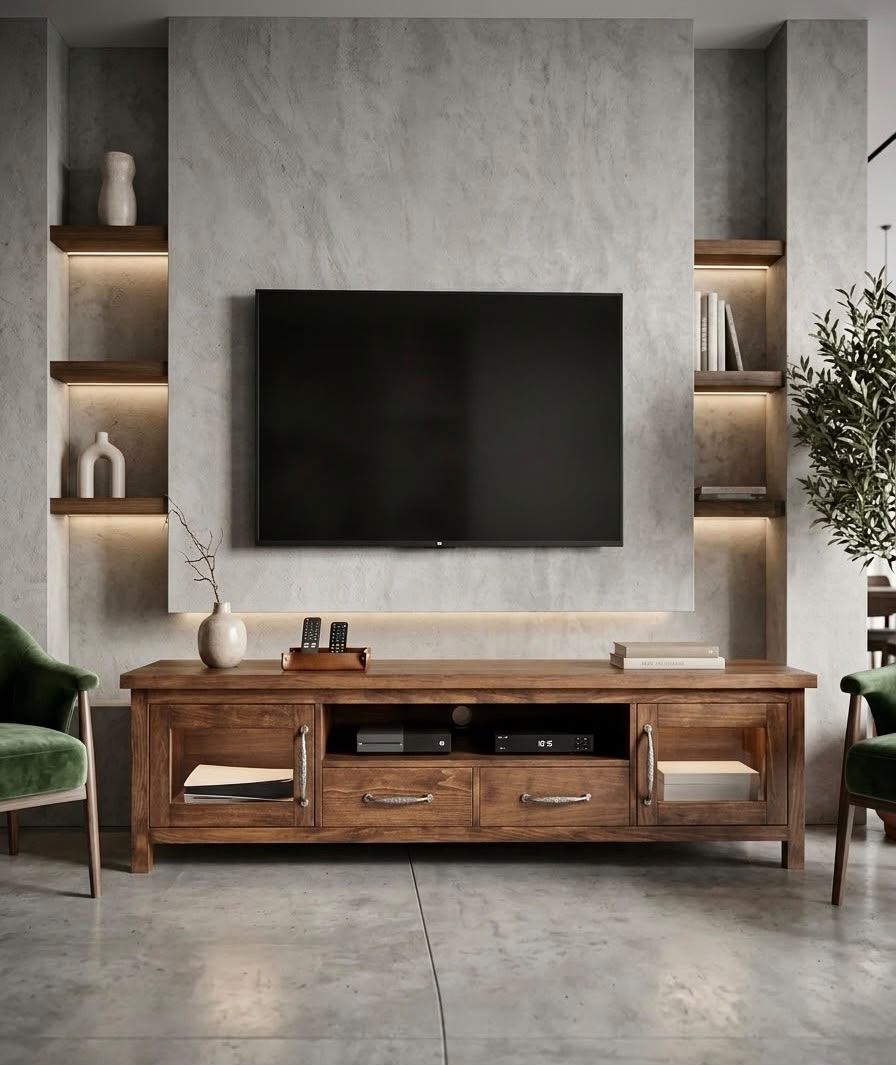 Cocktail — TV units — Material: Massive Beech wood +Natural Blockboard + 0.6cm Glass — Veneer: Natural Beech — 2