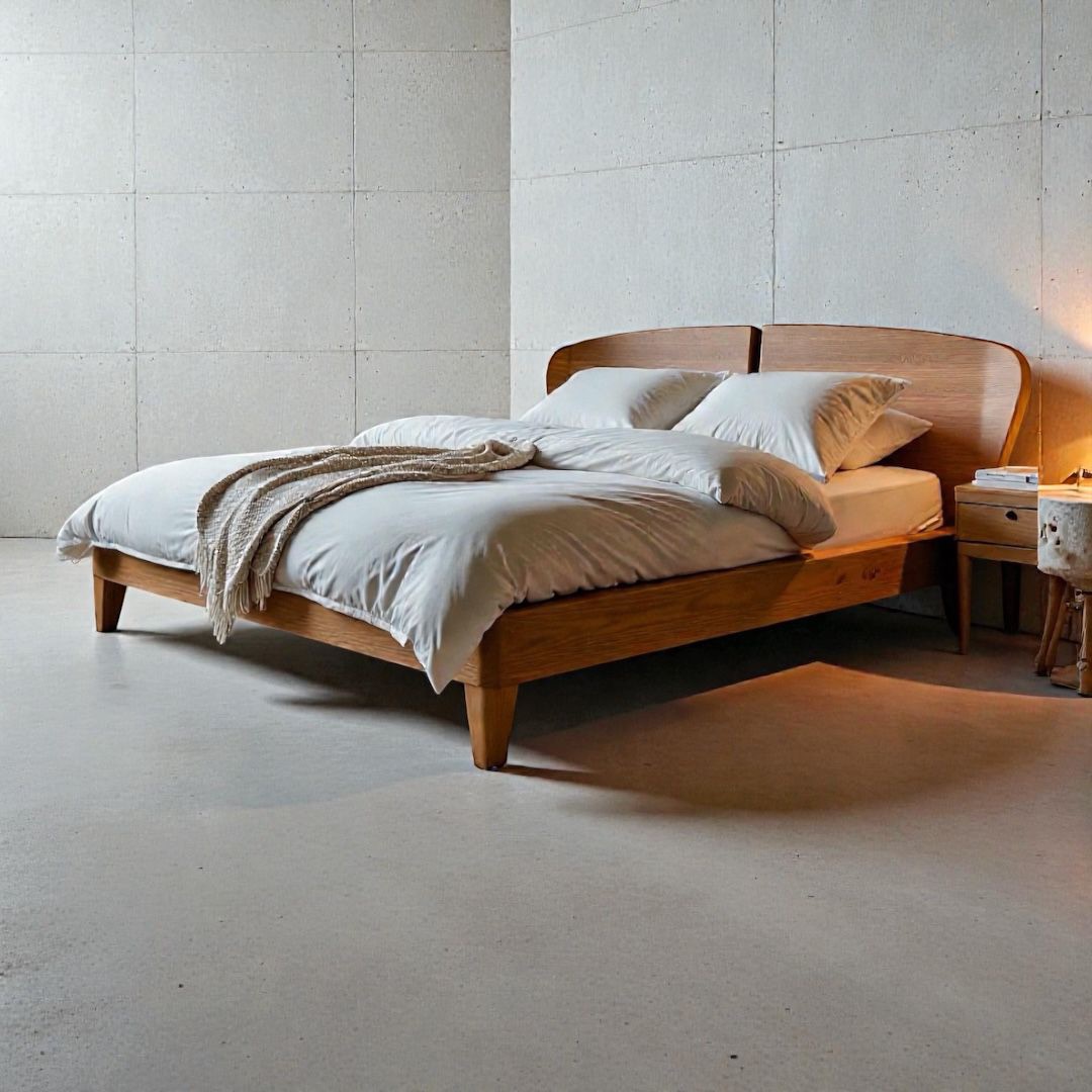 Nagomi "Original" — Beds — Bed platform: Massive Beech wood — Headboard: Natural blockboard + Massive Beech