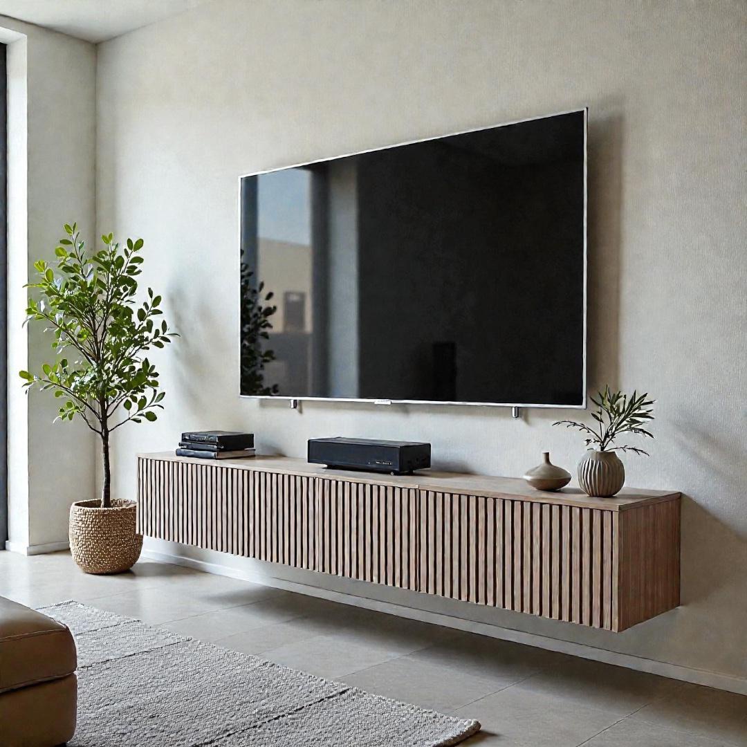 Behind Bars (Floating TV unit) — Material: Natural Blockboard +Spanish MDF — Veneer: Natural Beech
