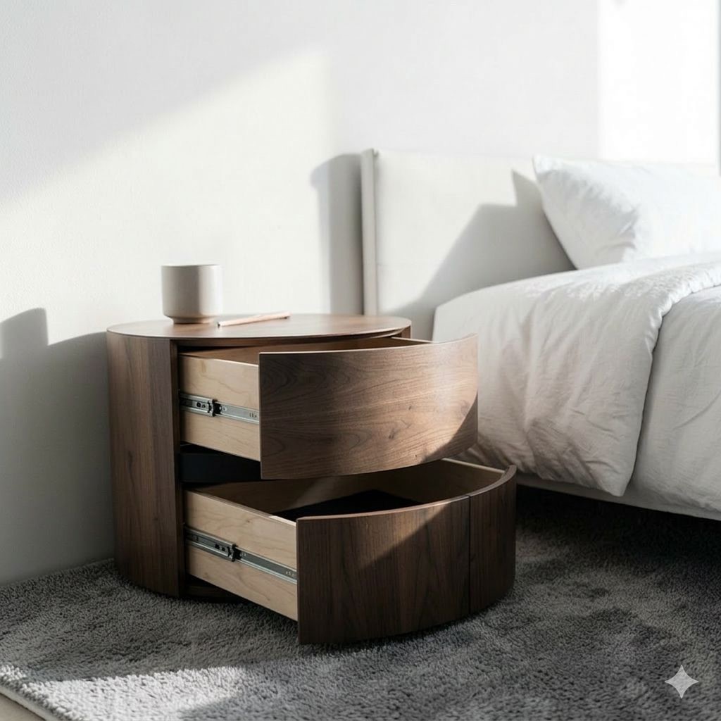 Bon Bon — Bedside tables — Material: Compressed beech wood — Veneer: American Walnut — 3