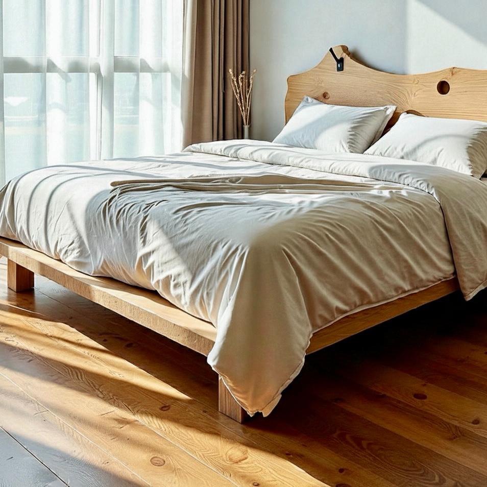 Oakland 02 — Beds — Bed platform: Massive Oak — Headboard: Massive Live edge Oak — 3